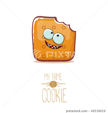 vector funny cookie character isolated on white background. My name is cookie concept illustration vector funny cookie character isolated on white background. My name is cookie concept illustration 48539019