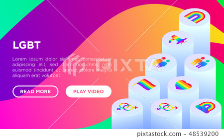 LGBT concept with isometric thin line icons LGBT concept with isometric thin line icons 48539200