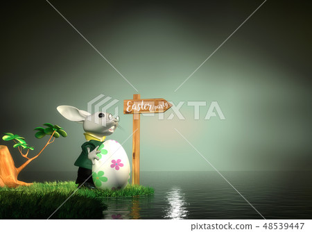 Easter bunny finding the way to Easter party 48539447