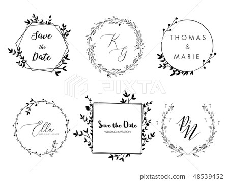 Wedding invitation floral wreath minimal design 48539452
