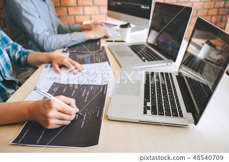 Team of Professional Developer programmer cooperation meeting an Team of Professional Developer programmer cooperation meeting an 48540709