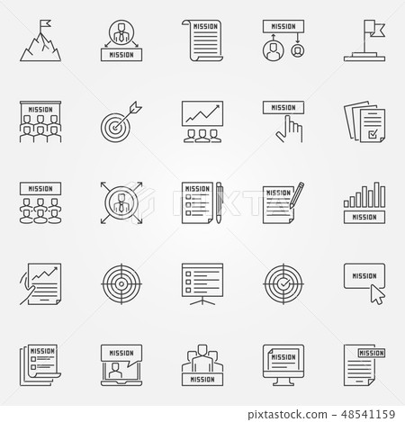 Mission statement icons set - vector business outline signs 48541159