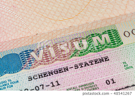 Europe schengen visa in passport 48541267