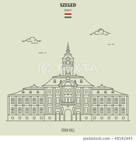 Town hall in Szeged, Hungary. Landmark icon Town hall in Szeged, Hungary. Landmark icon 48542945