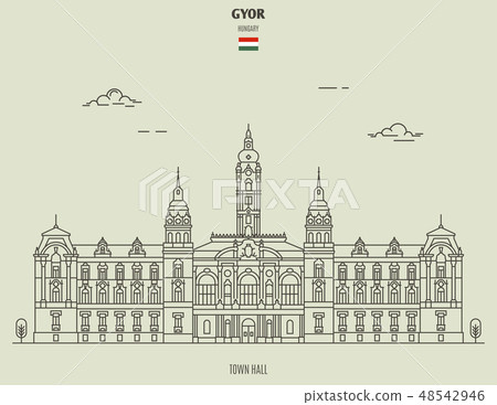 Town Hall in Gyor, Hungary. Landmark icon 48542946
