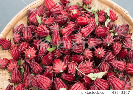 stacks of red roselle flowers stacks of red roselle flowers 48543367