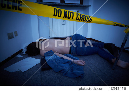 victim lying on the floor - crime scene 48543456