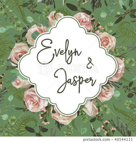 Wedding vertical floral invitation, invite card Wedding vertical floral invitation, invite card 48544111