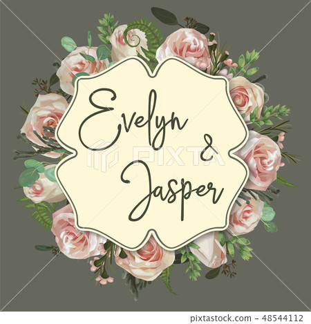 Wedding vertical floral invitation, invite card Wedding vertical floral invitation, invite card 48544112