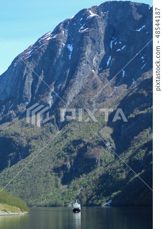 渡輪在挪威峽灣巡航 48544187