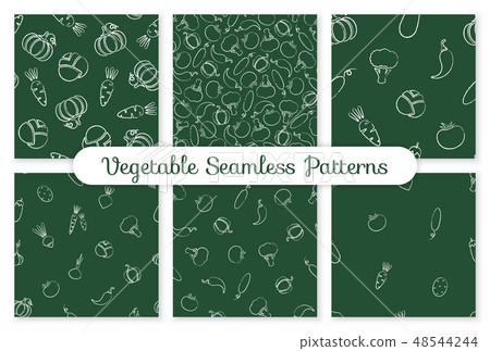 Trendy seamless chalk silhouette vegetable pattern Trendy seamless chalk silhouette vegetable pattern 48544244