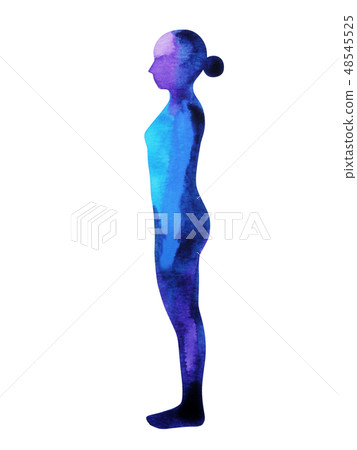 mountain pose yoga tadasana position watercolor stock illustration 48545525 pixta pixta