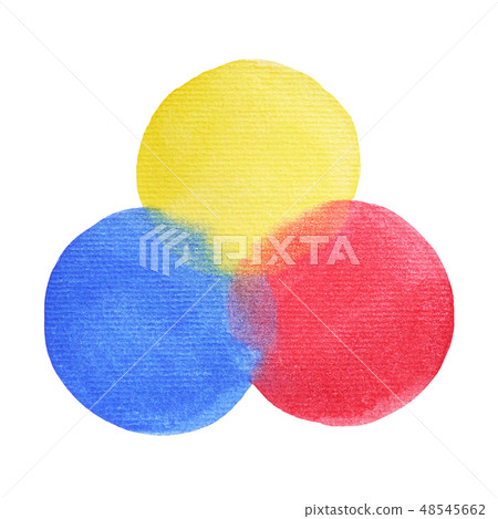 3 primary colors blue red yellow watercolor circle - Stock Illustration ...
