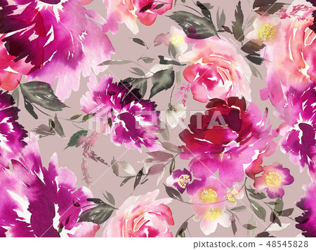 Seamless summer pattern with watercolor flowers Seamless summer pattern with watercolor flowers 48545828