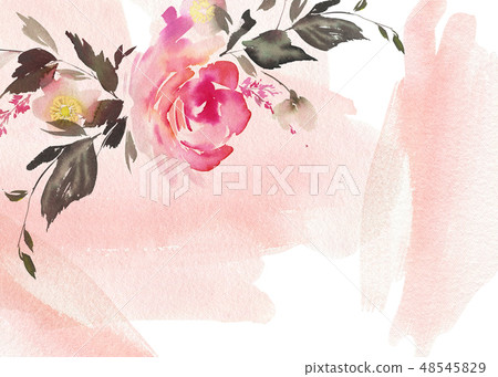 Greeting card with watercolor flowers handmade. Greeting card with watercolor flowers handmade. 48545829