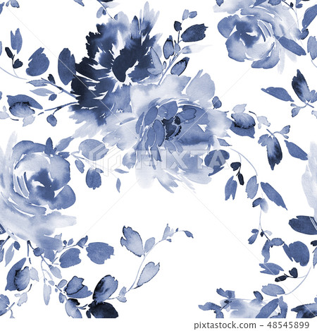Seamless summer pattern with watercolor flowers - Stock Illustration ...