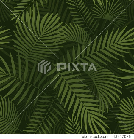 Green tropical leaves. Seamless graphic design with amazing palms leaves 48547086
