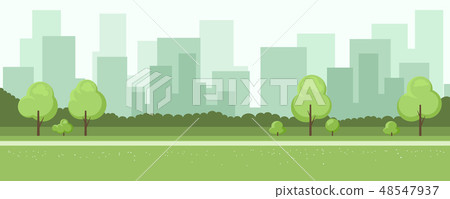 Summer landscape with city on background 48547937