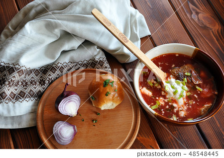 Borshch with linen towel Borshch with linen towel 48548445
