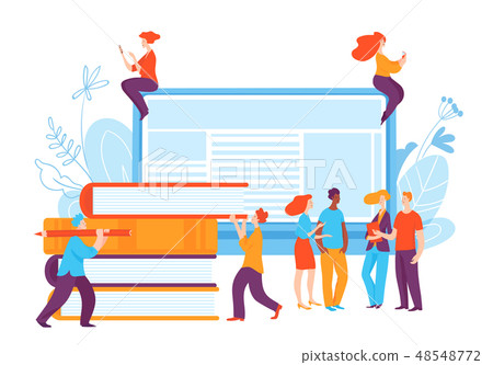 Vector concept  illustration with people in on-line education process 48548772
