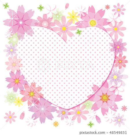 Cosmos flower frame background Heart stripe 48549831