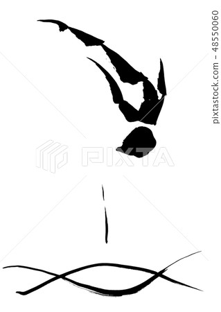 Brush painting trampoline silhouette Brush painting trampoline silhouette 48550060