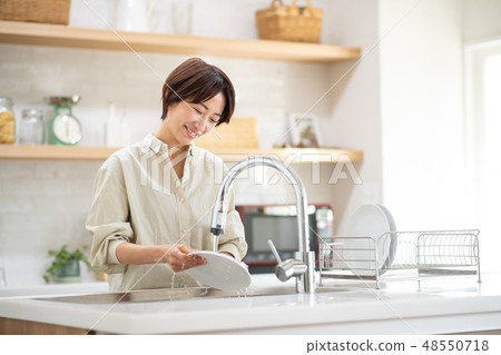 Middle Female Kitchen Lifestyle Image 48550718