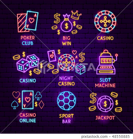 Casino Game Neon Label Set 48550885