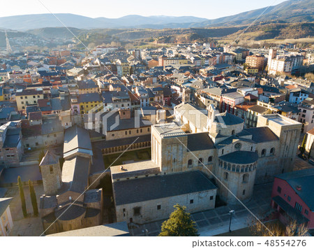 View from drone of Cathedral of la Seu d'Urgell 48554276