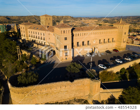 Aerial view of castle of Calatrava, Alcaniz, Spain Aerial view of castle of Calatrava, Alcaniz, Spain 48554328
