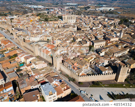 Aerial view of Montblanc, Tarragona Aerial view of Montblanc, Tarragona 48554332