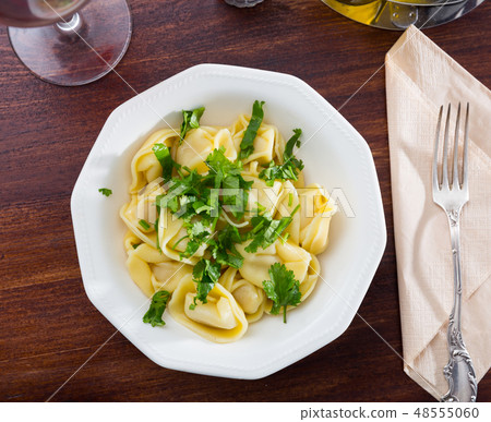 Top view of ravioli with greens Top view of ravioli with greens 48555060