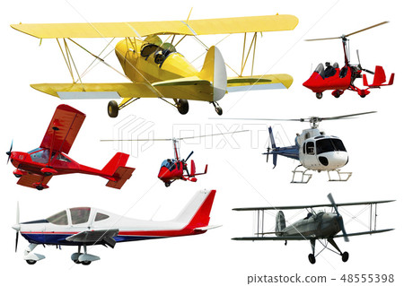 Different airplanes isolated on white Different airplanes isolated on white 48555398