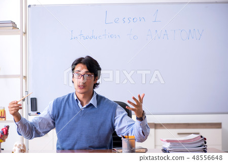 Young lecturer teacher teaching anatomy Young lecturer teacher teaching anatomy 48556648
