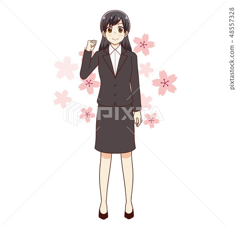 婦女櫻花加入膽量姿勢 婦女櫻花加入膽量姿勢 48557328
