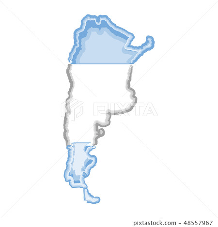 Watercolor map of Argentina with flag 48557967