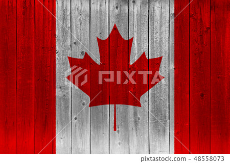 Canada flag painted on old wood plank - Stock Illustration [48558073 ...