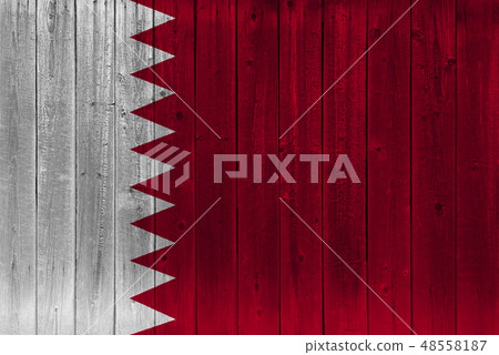 Qatar flag painted on old wood plank Qatar flag painted on old wood plank 48558187