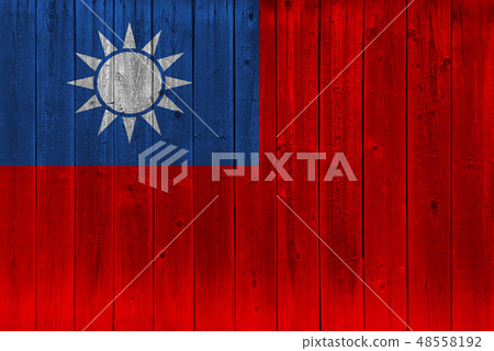 Taiwan flag painted on old wood plank Taiwan flag painted on old wood plank 48558192