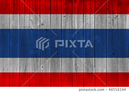 Thailand flag painted on old wood plank - Stock Illustration [48558194 ...
