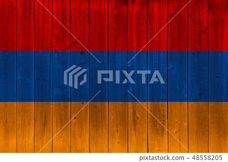 armenia flag painted on old wood plank - Stock Illustration [48558205 ...