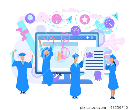 Cartoon Young Guys and Girls Students Graduation Cartoon Young Guys and Girls Students Graduation 48559740