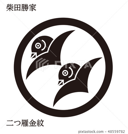 戰士的戰士戰國時代時代的戰國大名|柴田勝也·兩個金色的怪物|單色·矢量數據 48559782