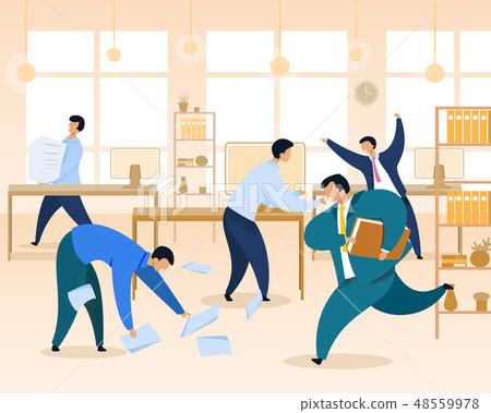 Work Rush, Office Chaos, Flat Vector Illustration 48559978
