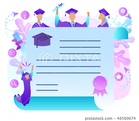 Cheerful Graduate Students with Diploma Frame 48560074