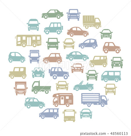 Various car circle icon gallery (modern color silhouette) 48560113