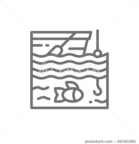 Fishing on boat line icon. Isolated on white background Fishing on boat line icon. Isolated on white background 48560366