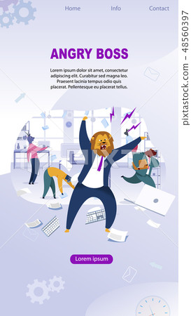 Angry Boss with Lion Nead Vector Illustration 48560397