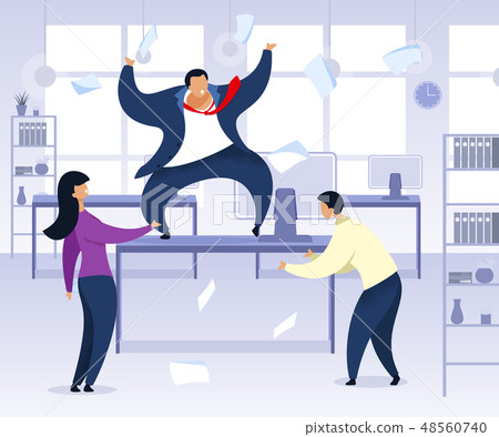 Work Rush, Office Chaos, Flat Vector Illustration 48560740