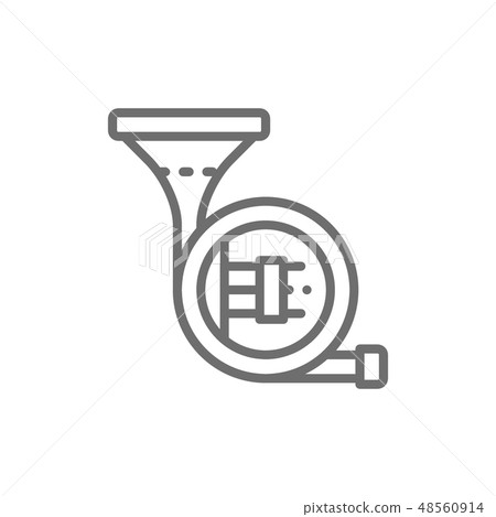 Horn, trumpet, tuba, line icon. Isolated on white background Horn, trumpet, tuba, line icon. Isolated on white background 48560914